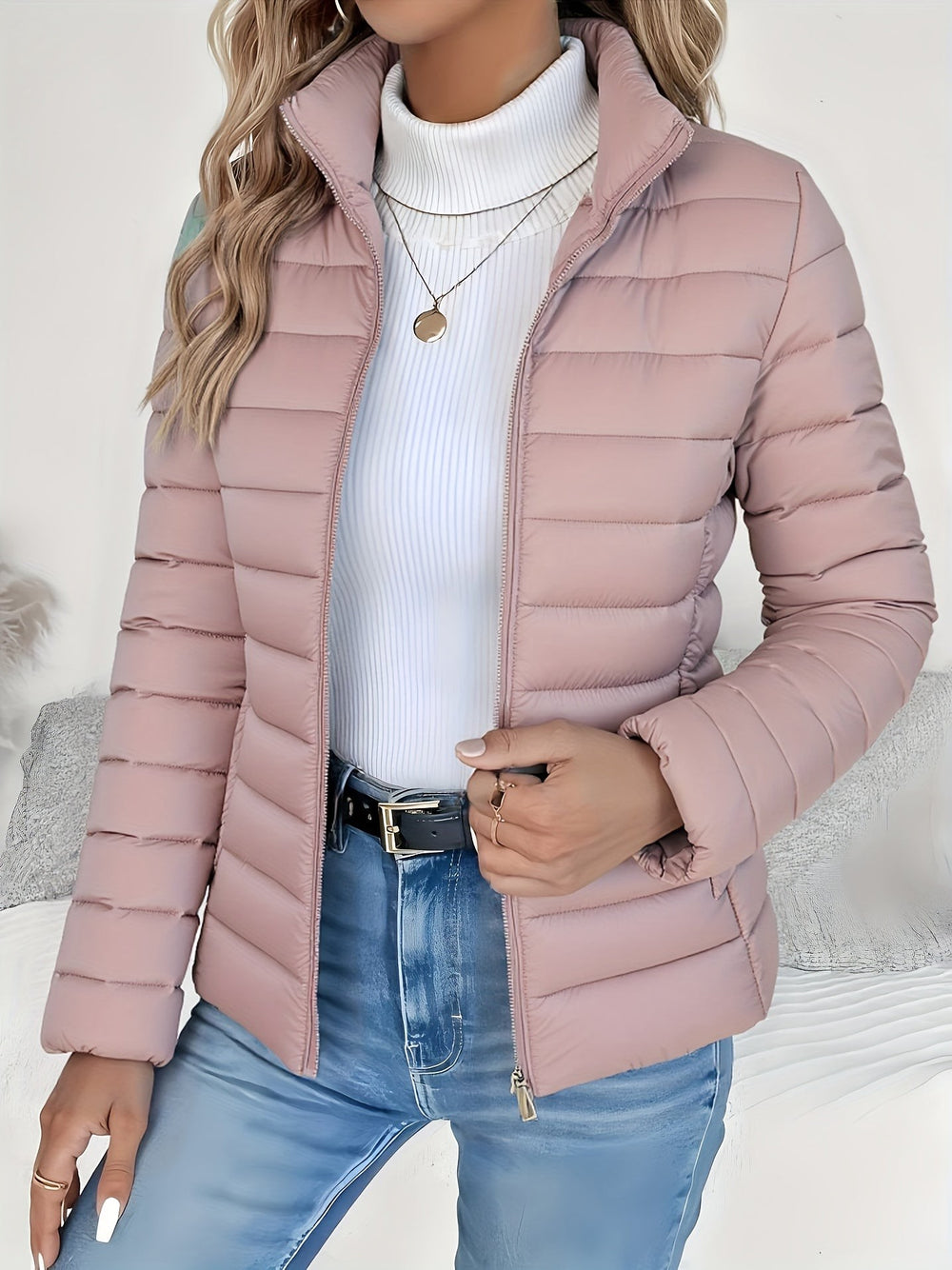 Aleksandra — Kurtka Zimowa Damska Pikowana ze Stójką, Moda Lodz