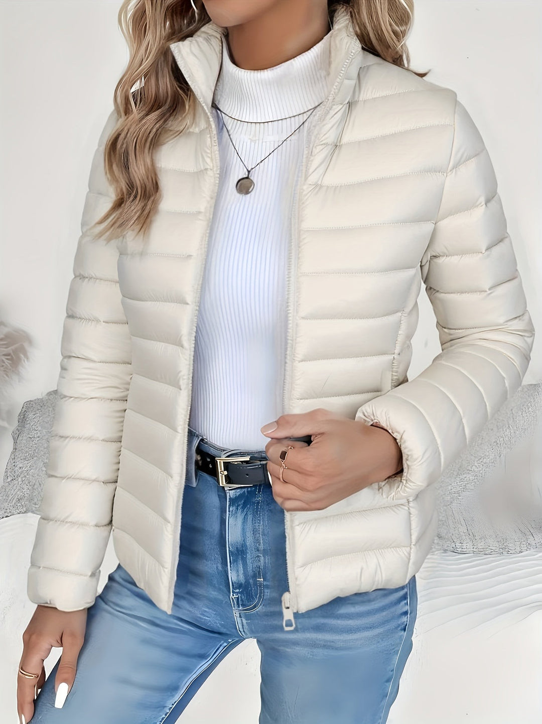 Aleksandra — Kurtka Zimowa Damska Pikowana ze Stójką, Moda Lodz