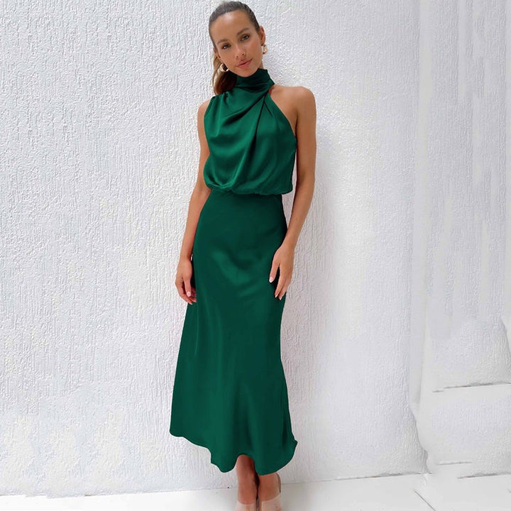 Alicja — Długa Sukienka Wieczorowa Damska Halter Bez Rękawów, Moda Lodz