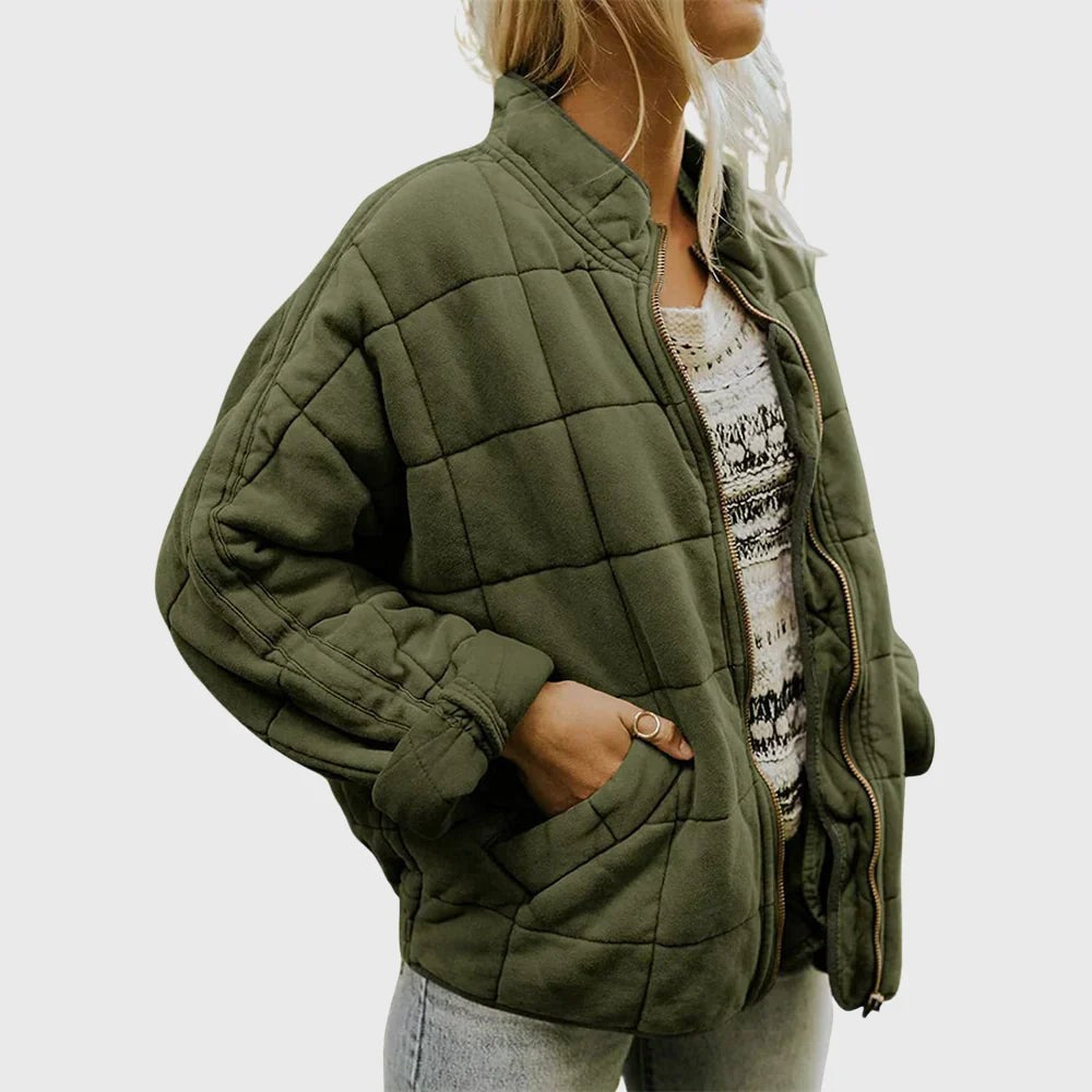 Celina — Kurtka Pikowana Damska Oversize ze Stójką, Moda Lodz