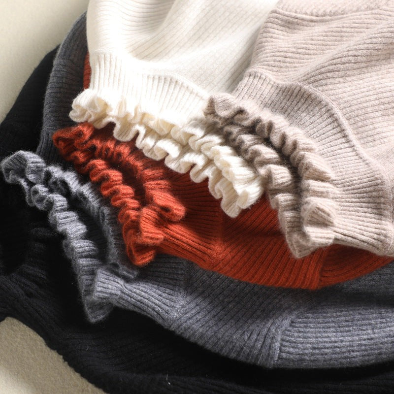 Dorota — Sweter Damski z Półgolfem i Falbankami, Moda Lodz