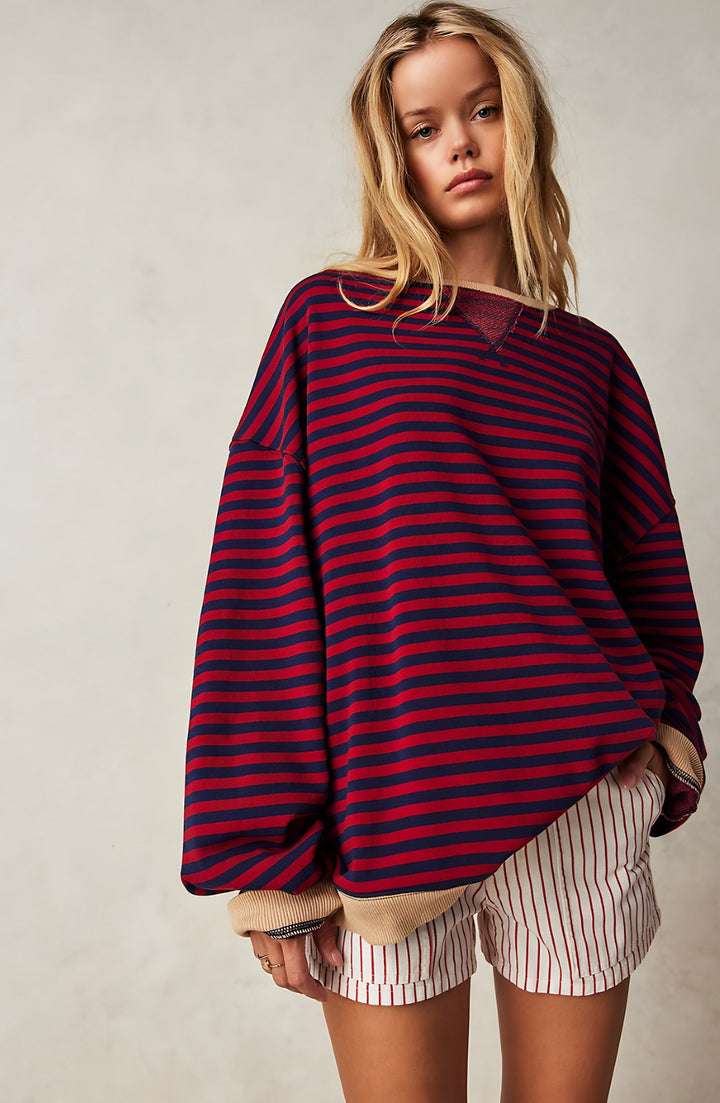 Eleonora — Eleonora | Lekka bluza damska w paski z obniżoną linią ramion, Moda Lodz