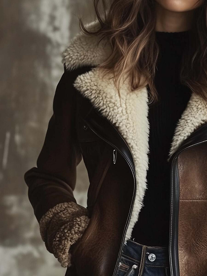 Felicja — Płaszcz Damski Zimowy z Kożuszkiem w Stylu Vintage, Moda Lodz