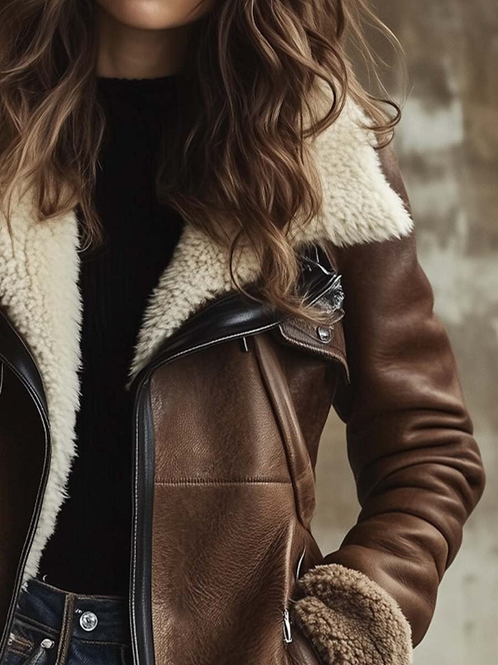 Felicja — Płaszcz Damski Zimowy z Kożuszkiem w Stylu Vintage, Moda Lodz
