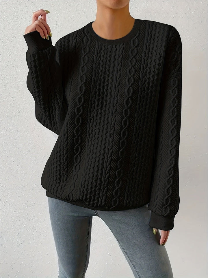 Gabi – Sweter Damski w Warkocze Luźny z Okrągłym Dekoltem