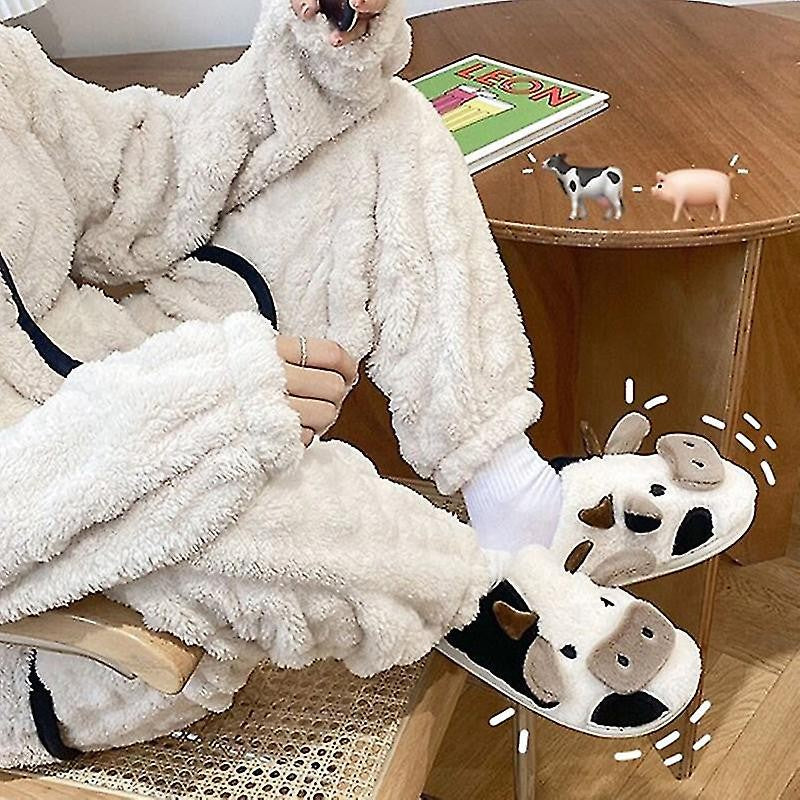 Gracja — Kapcie Damskie Pluszowe Krówki Antypoślizgowe, Moda Lodz