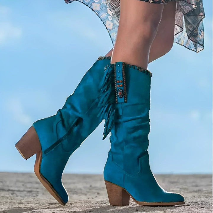 Hania – Kozaki Damskie Wysokie Boho z Frędzlami