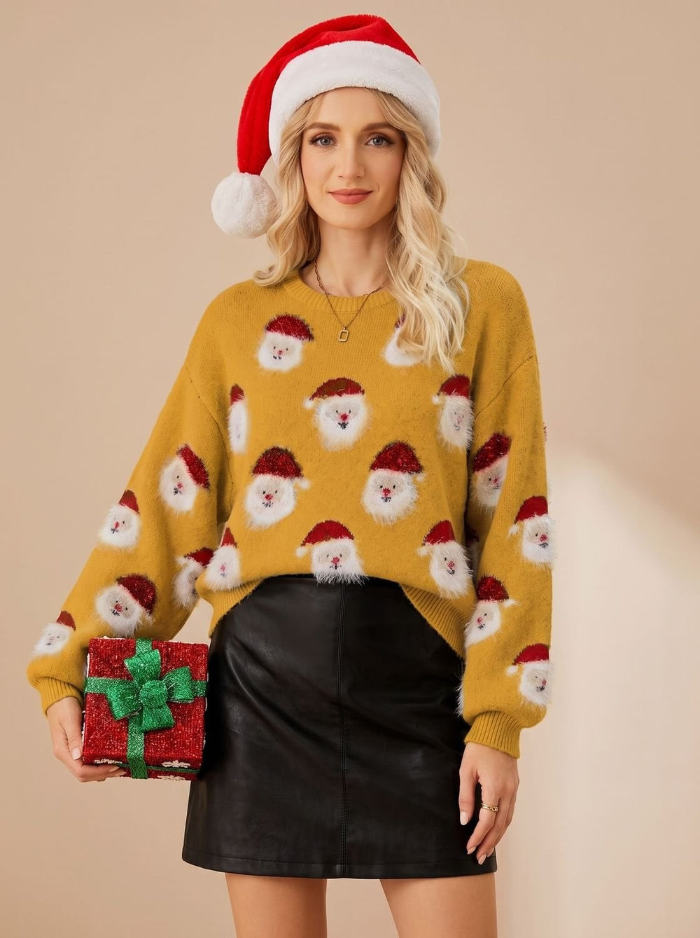 Ida – Ciepły Sweter Świąteczny Damski Oversize z Długim Rękawem