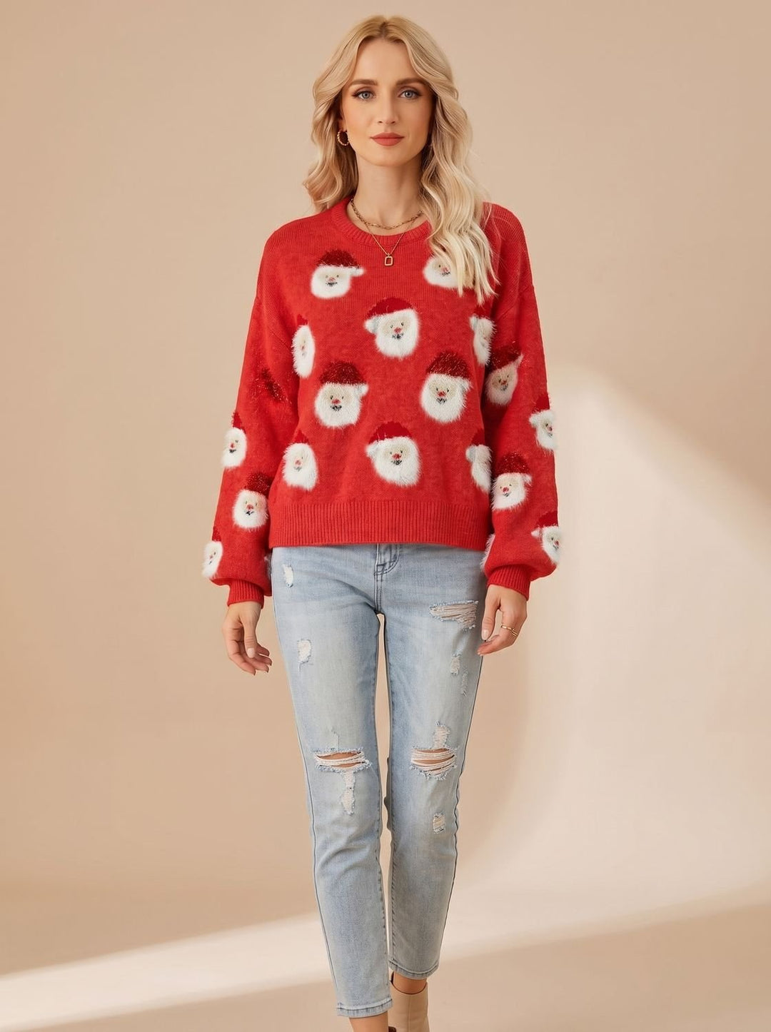 Ida – Ciepły Sweter Świąteczny Damski Oversize z Długim Rękawem
