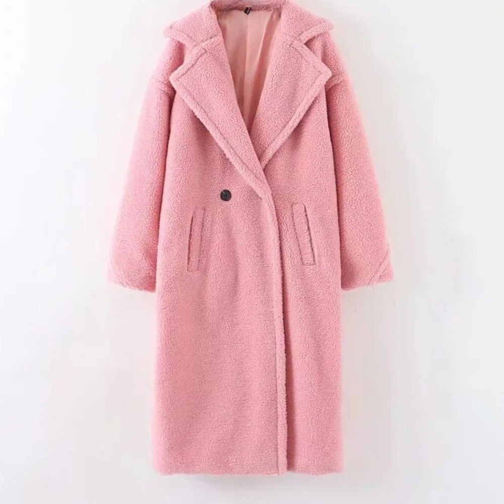 Józefina – Kurtka Zimowa Damska Teddy Oversize z Klapami