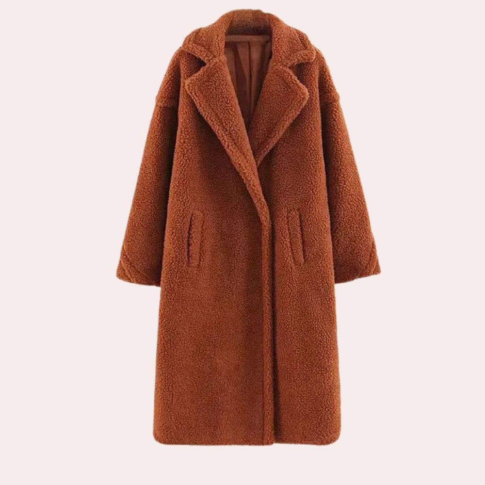 Józefina – Kurtka Zimowa Damska Teddy Oversize z Klapami
