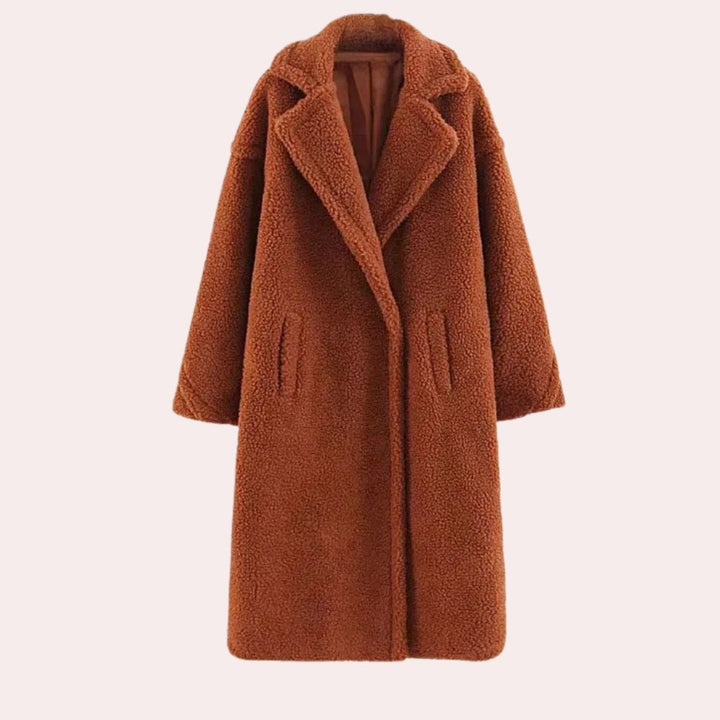 Józefina – Kurtka Zimowa Damska Teddy Oversize z Klapami