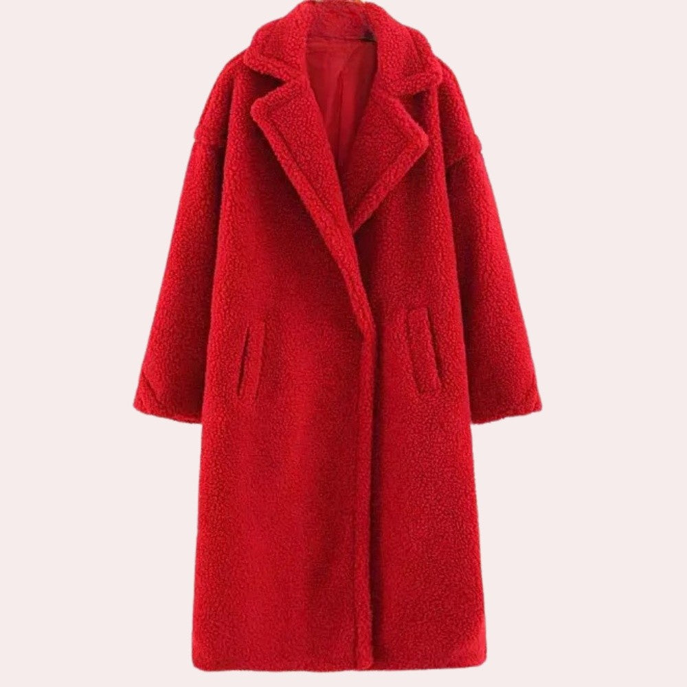 Józefina – Kurtka Zimowa Damska Teddy Oversize z Klapami
