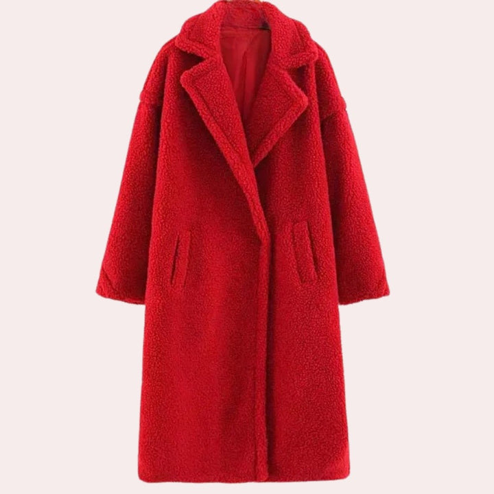 Józefina – Kurtka Zimowa Damska Teddy Oversize z Klapami