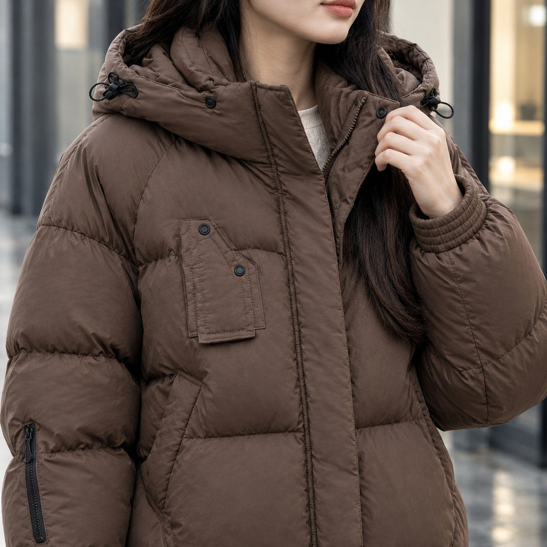 Karla – Kurtka Zimowa Damska Oversize z Kapturem i Stójką