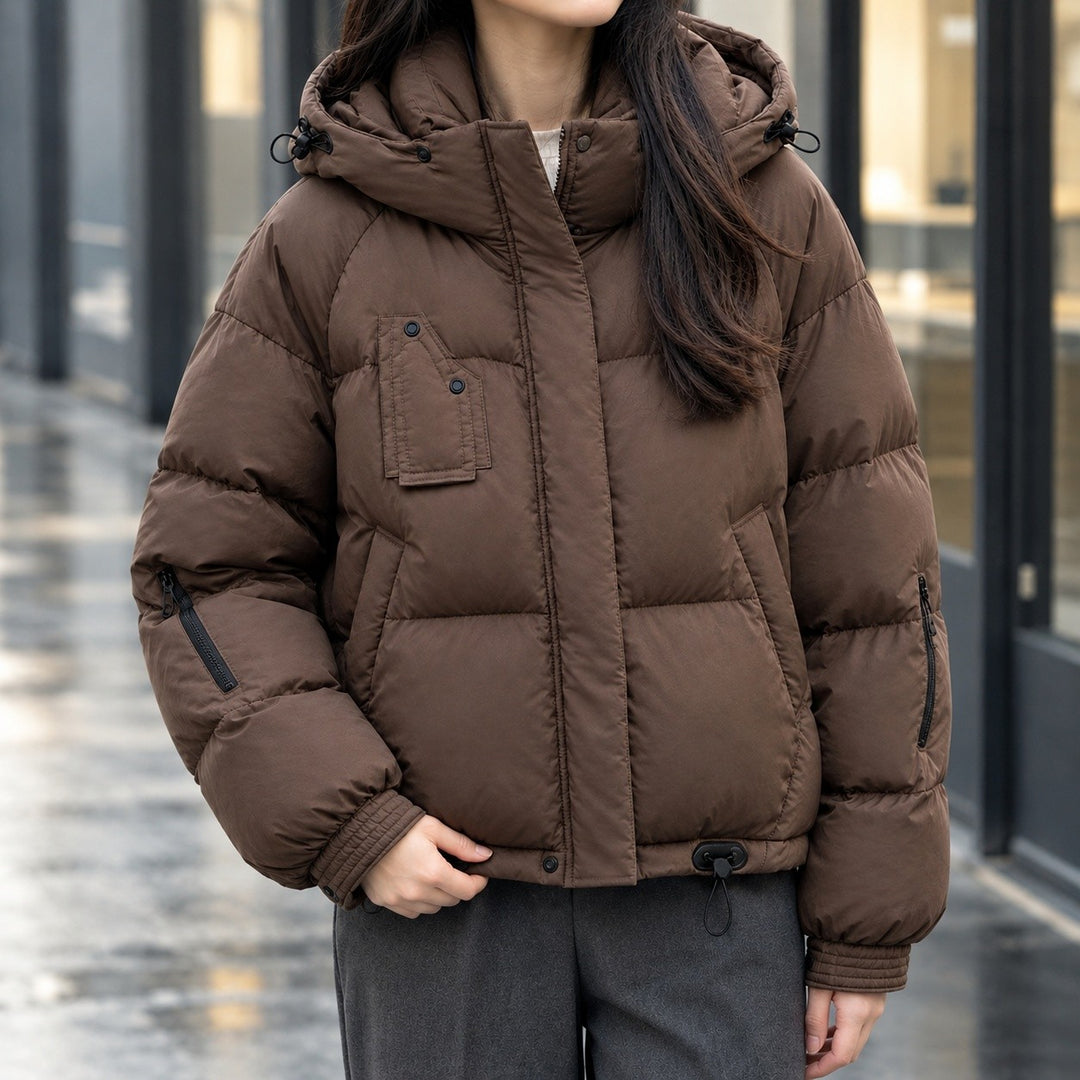 Karla – Kurtka Zimowa Damska Oversize z Kapturem i Stójką