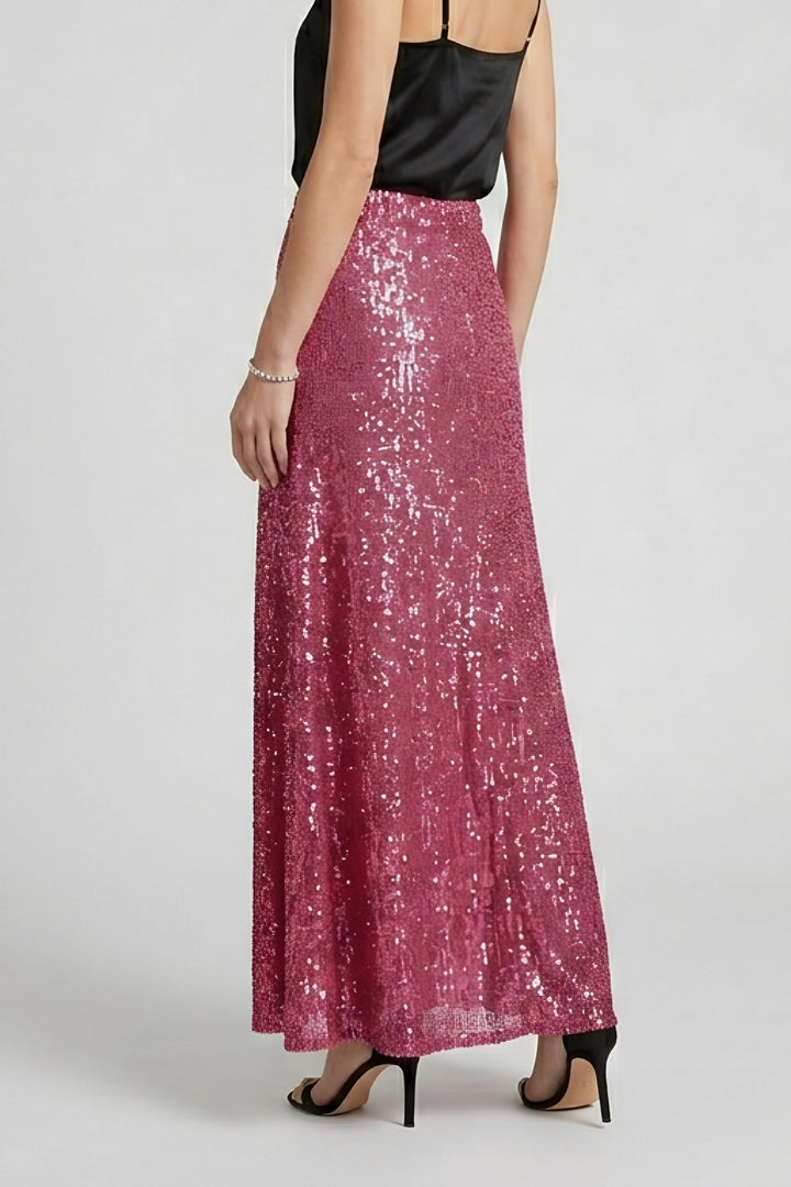 Ligia — Spódnica Damska Maxi z Cekinami z Gumką w Pasie, Moda Lodz