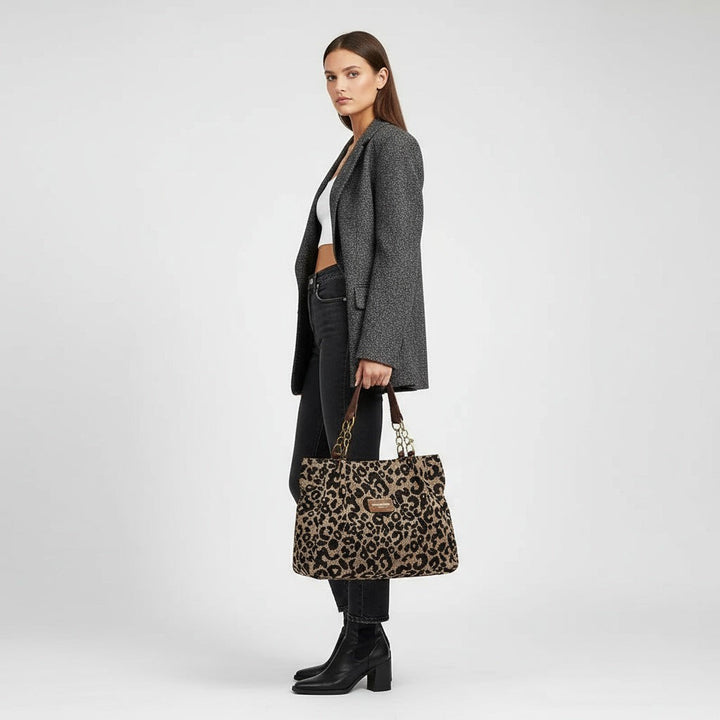 Michalina — Torebka Damska Shopper w Panterkę, Moda Lodz