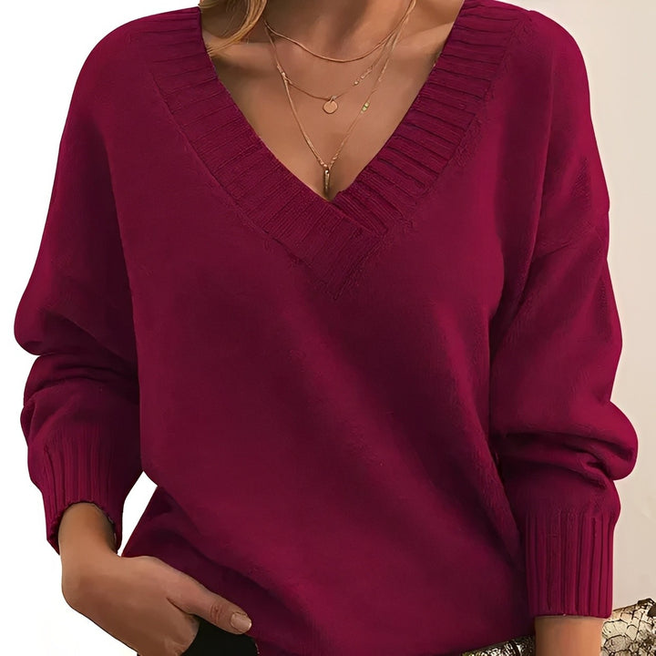 Ola – Sweter Damski Oversize z Dekoltem w Serek