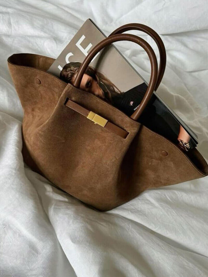 Regina — Torebka Damska Shopper z Ekozamszu ze Złotym Zapięciem, Moda Lodz