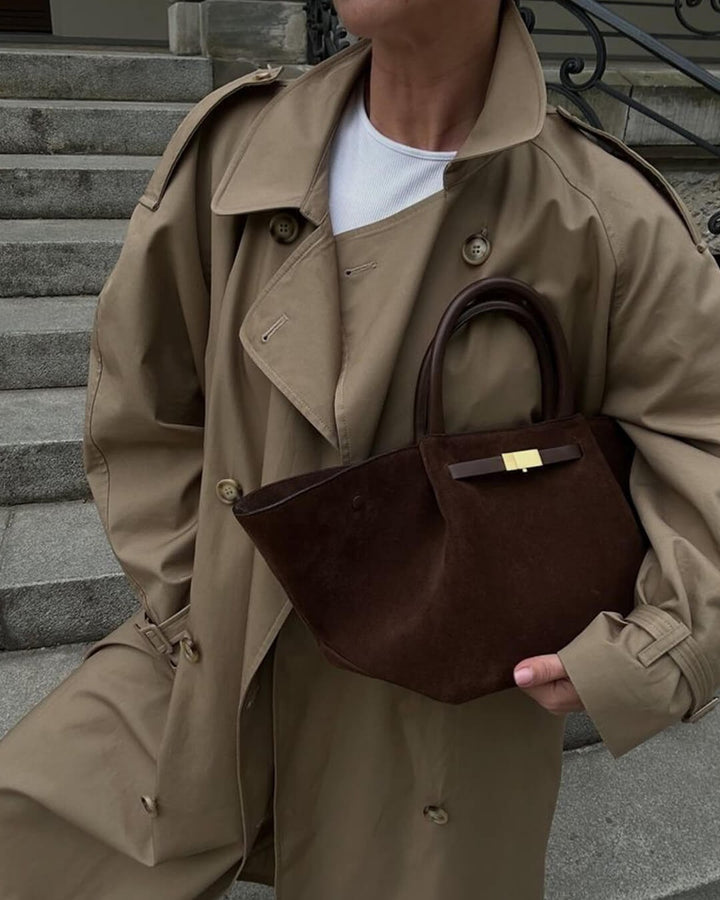 Regina — Torebka Damska Shopper z Ekozamszu ze Złotym Zapięciem, Moda Lodz