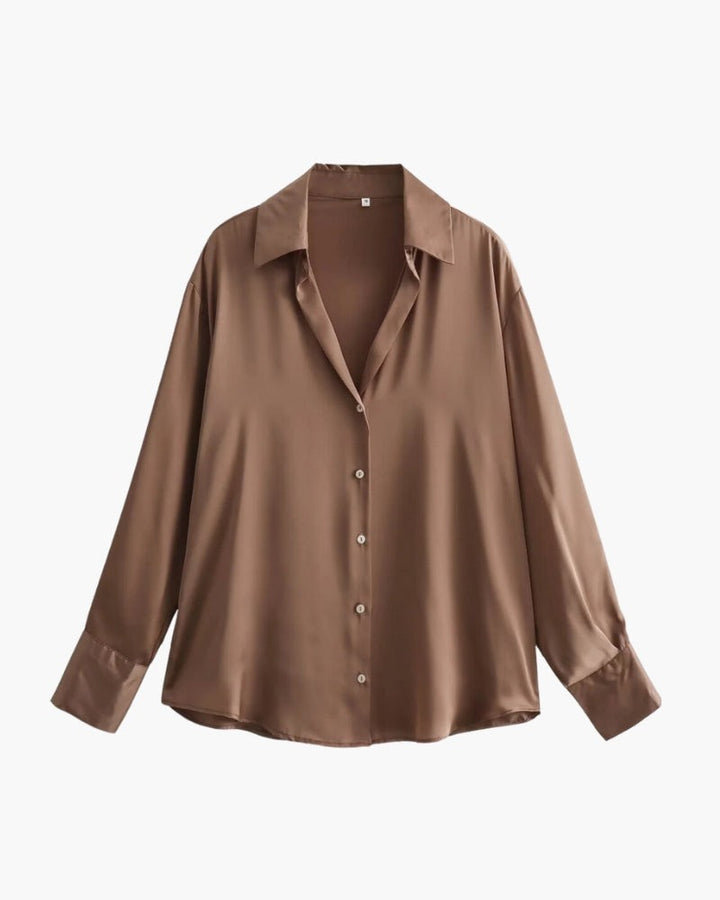 Sabrina — Koszula Damska Satynowa Oversize z Długim Rękawem, Moda Lodz