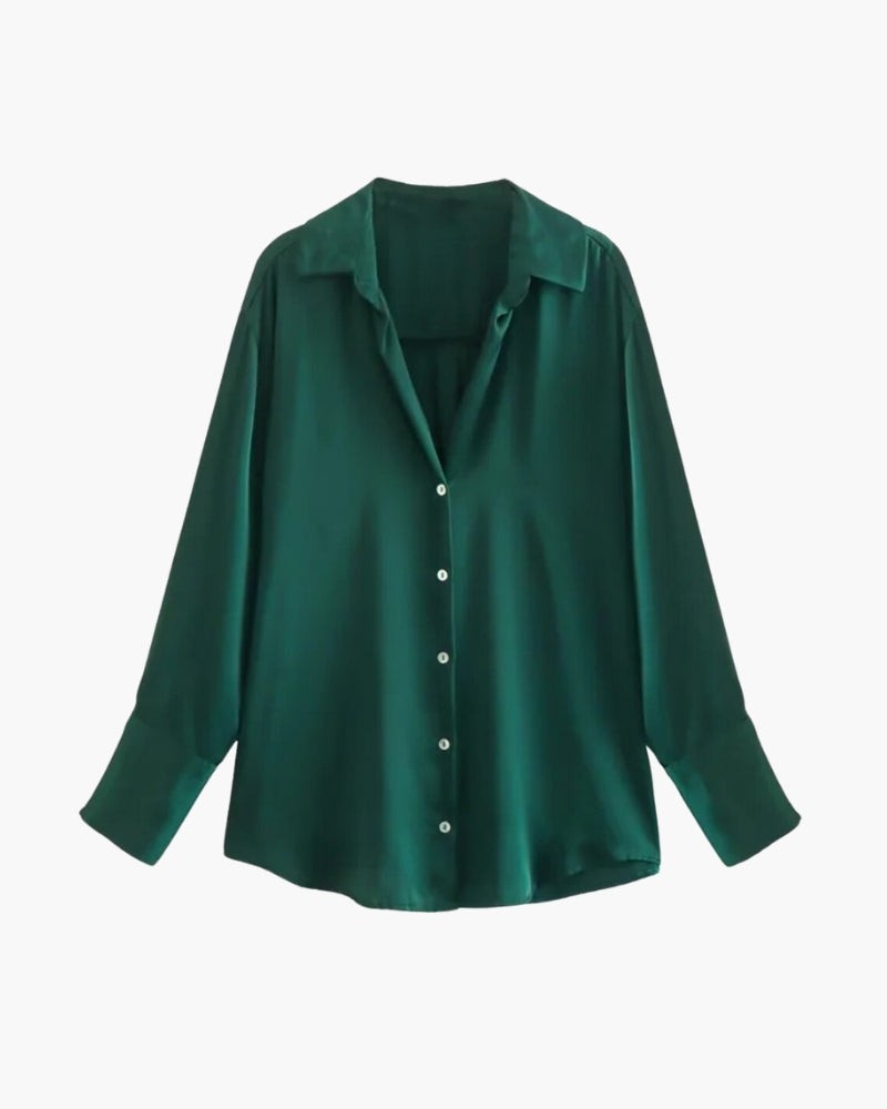 Sabrina — Koszula Damska Satynowa Oversize z Długim Rękawem, Moda Lodz