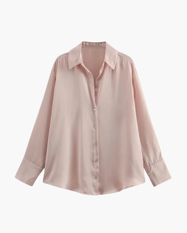 Sabrina — Koszula Damska Satynowa Oversize z Długim Rękawem, Moda Lodz