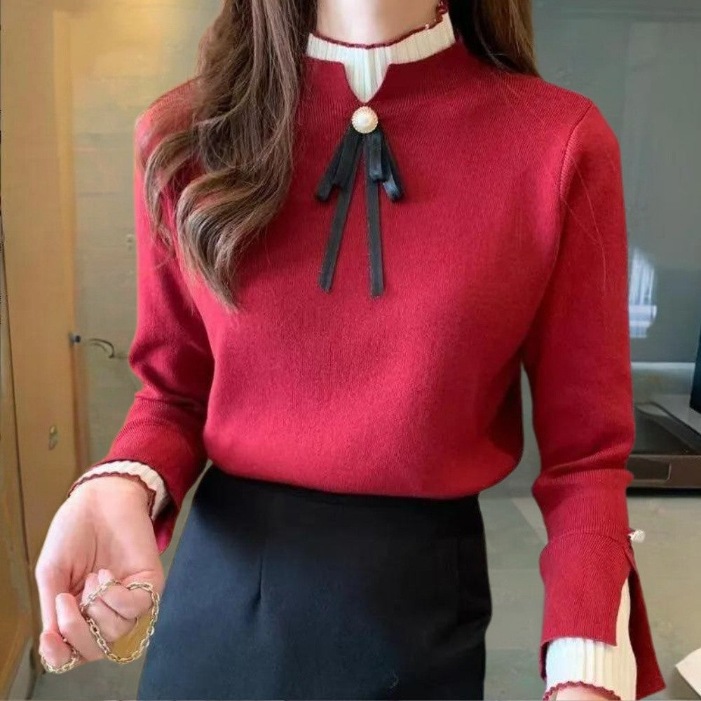 Selena – Sweter Damski Dopasowany z Kokardą