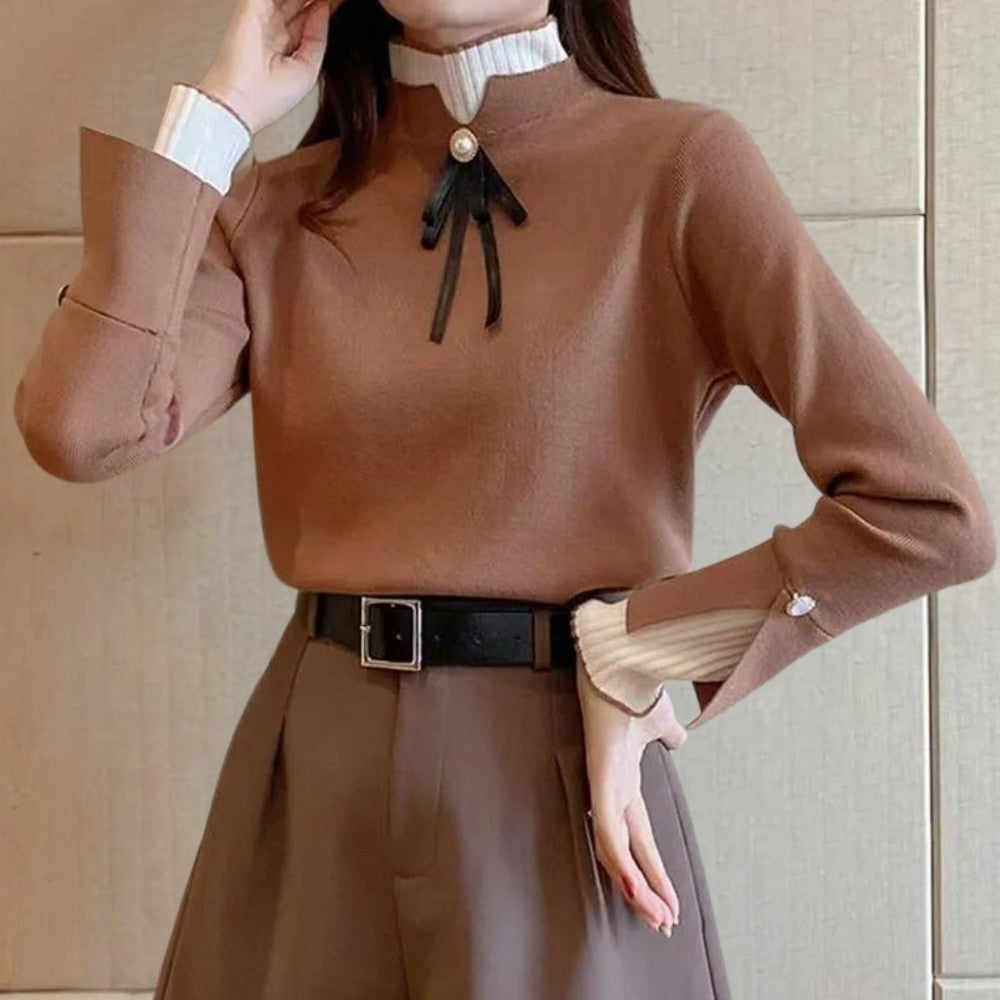 Selena – Sweter Damski Dopasowany z Kokardą