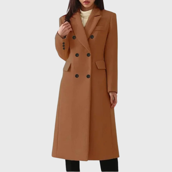 Zosia – Klasyczny Płaszcz Zimowy Damski Dwurzędowy za Kolano